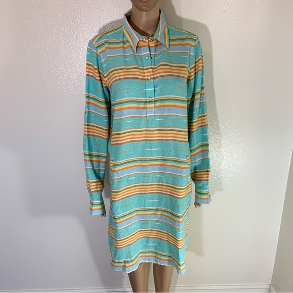 Ryan Michael Dresses & Skirts - Ryan Michael Linen Striped Western Dress NWT L